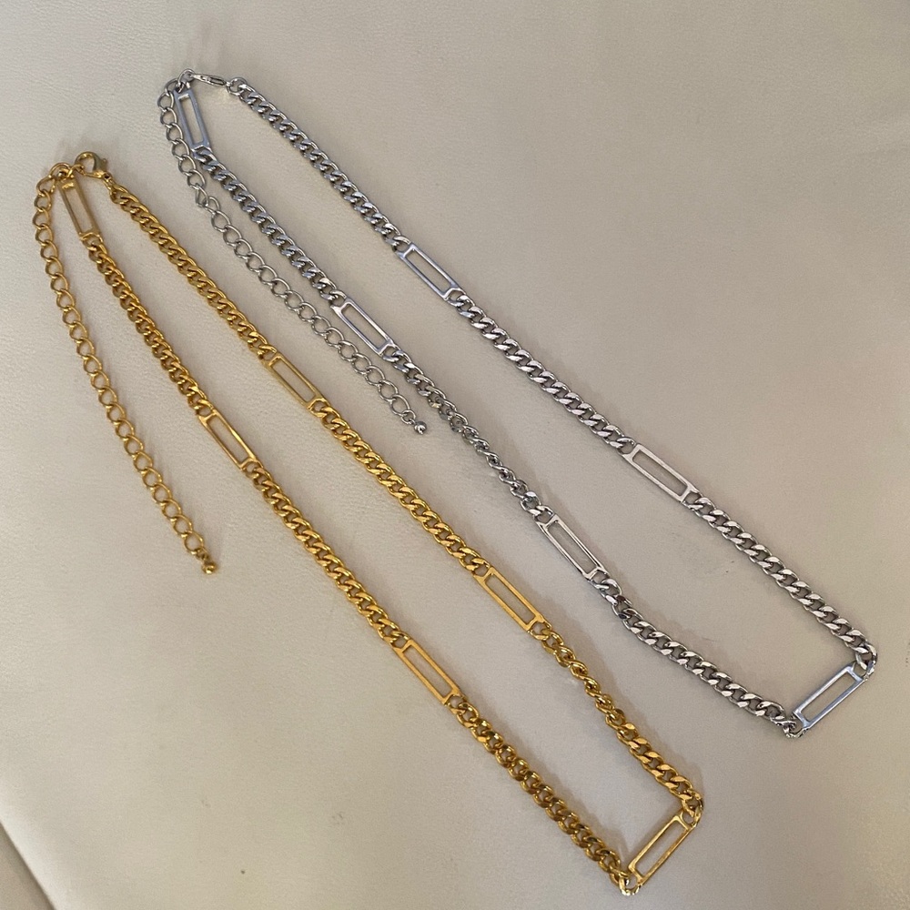 Stylish Gold and Silver Cuban Link Chain Belts/Necklaces (2)